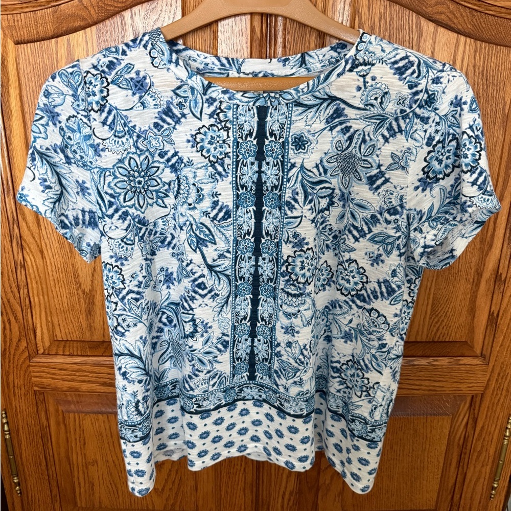 Lucky Brand Floral Border Print Blouse